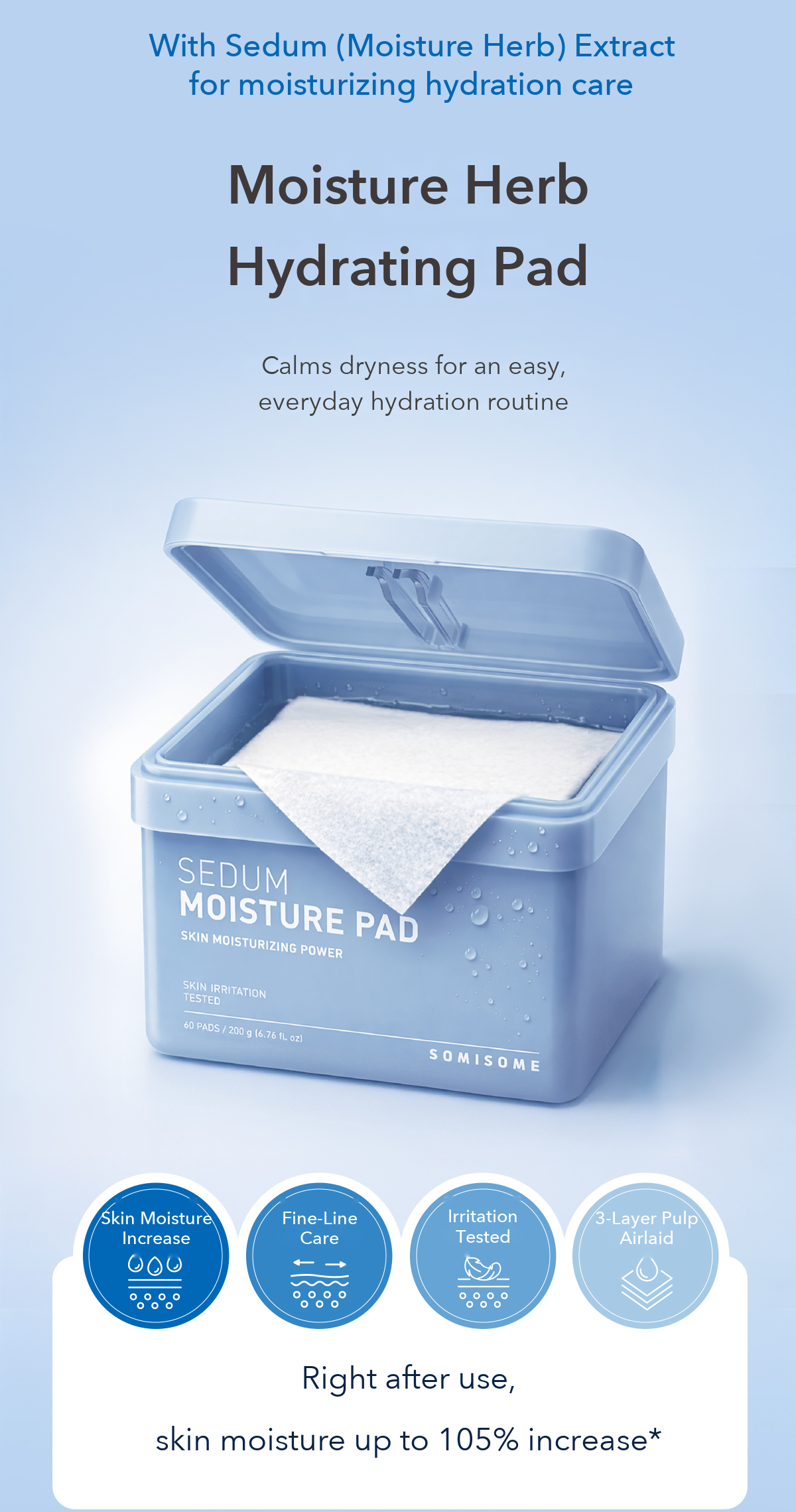 SOMISOME Moisture Herb Hydrating Square Pad 60 Pads 200g detail 02
