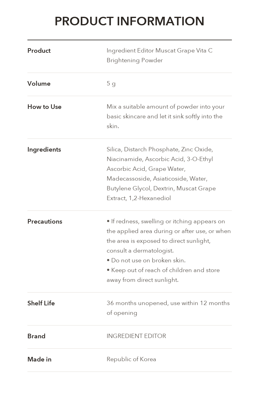 INGREDIENT EDITOR Muscat Grape Vita C Brightening Powder detail 19