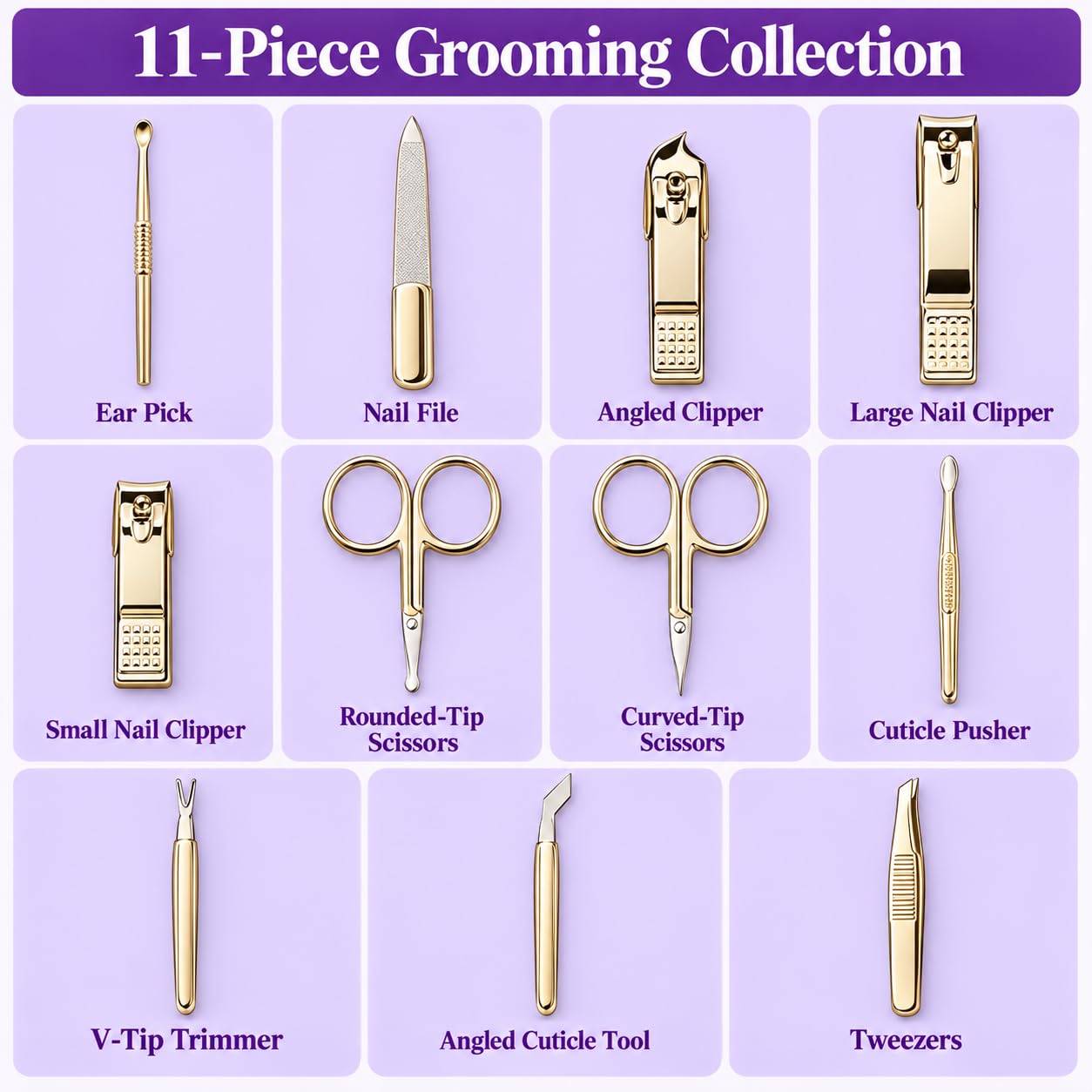 777 K-Heritage 11-Piece Nail Care Set Gold detail 01