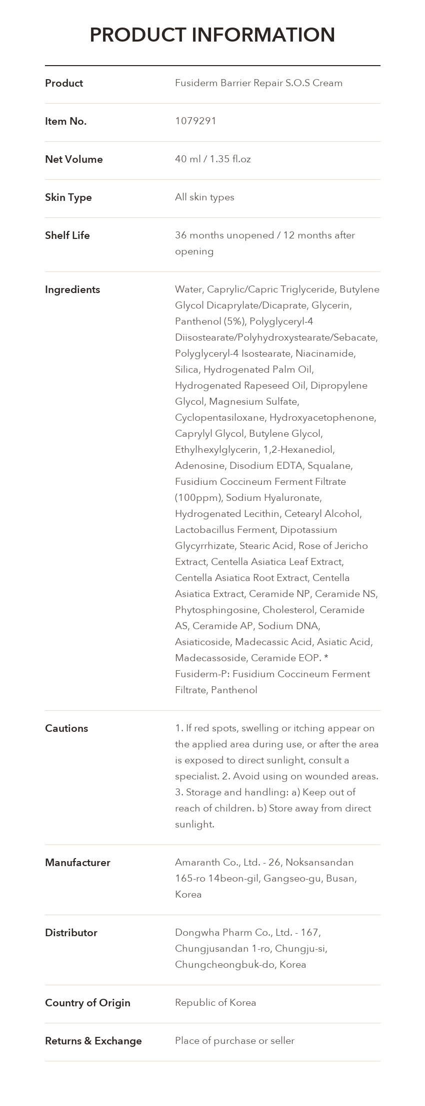 FUSIDERM Barrier Repair SOS Cream product information
