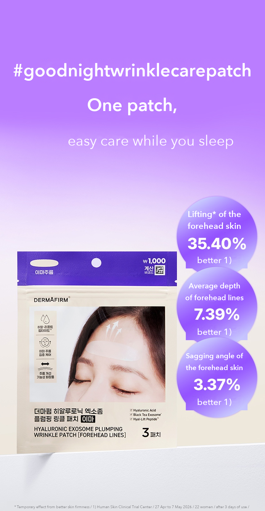 DERMAFIRM Hyaluronic Exosome Plumping Wrinkle Patch Forehead detail 02