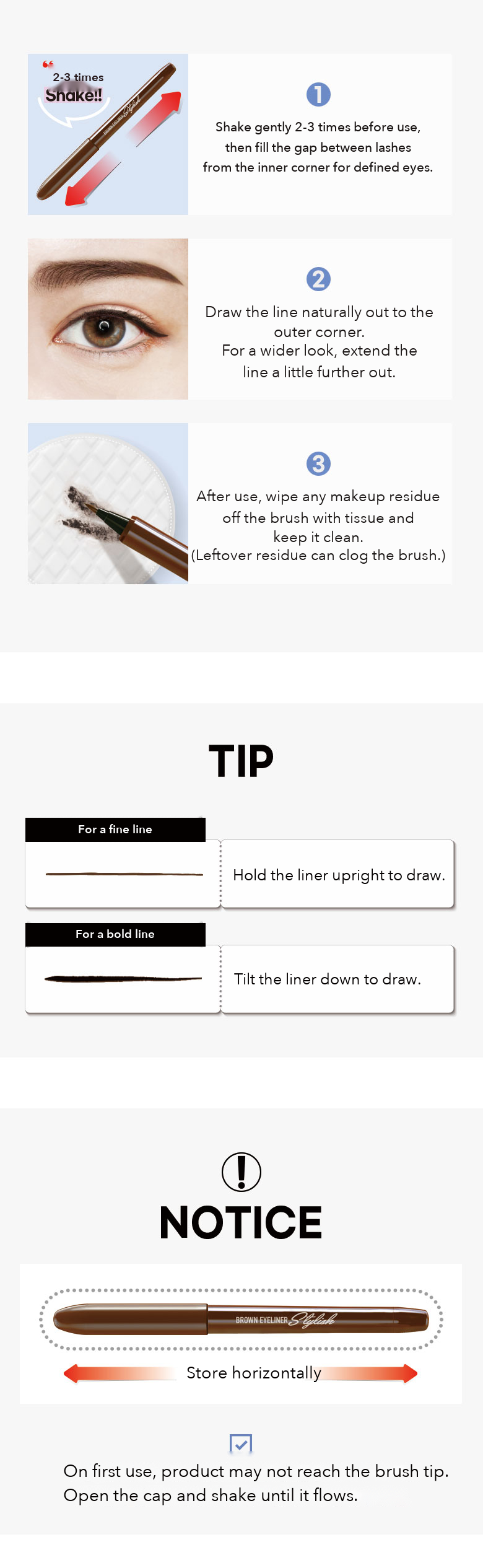 STYLISH Brush Pen Eyeliner Brown how to use
