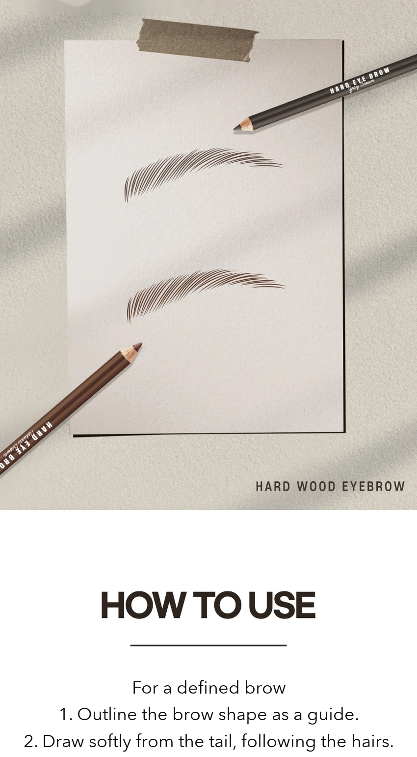 DAISO Hard Wood Brow Pencil Gray Brown detail 07