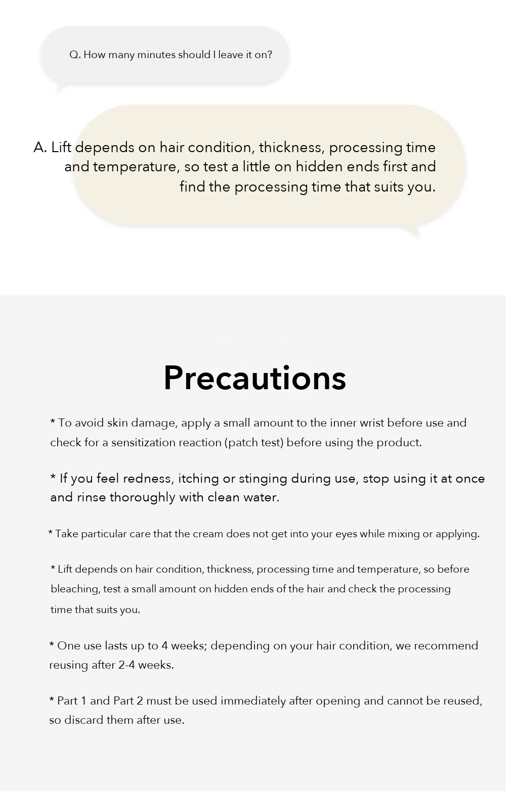 Entropy Color Changer Bleaching Kit FAQ and precautions