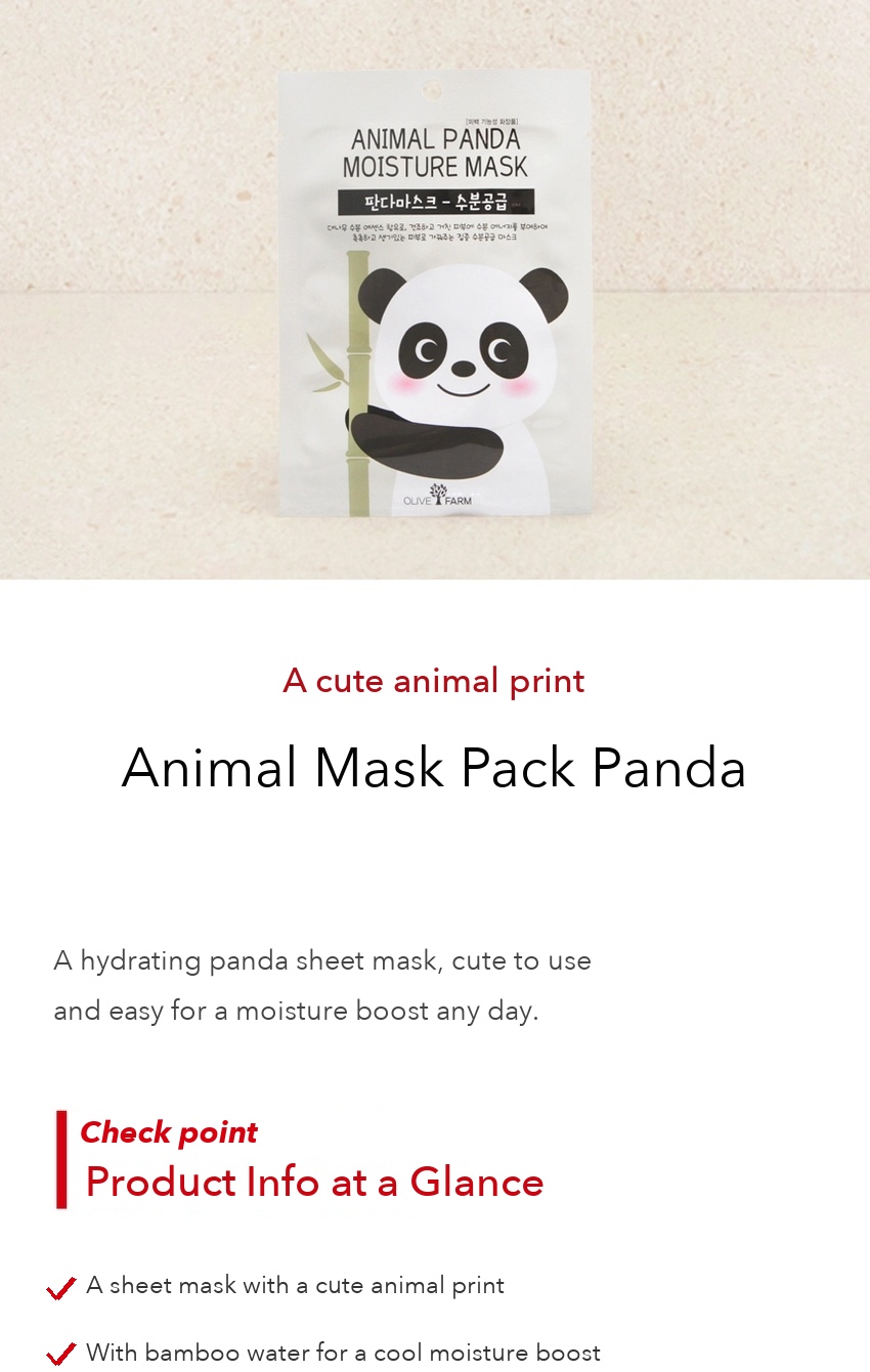 DAISO Olive Farm Animal Mask Pack Panda detail 01