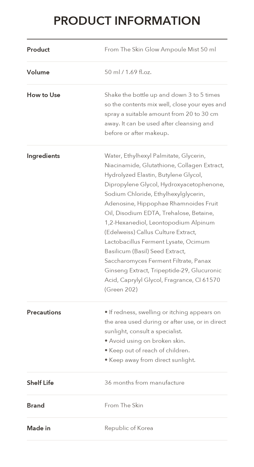 From The Skin Glow Ampoule Mist 50ml detail 06