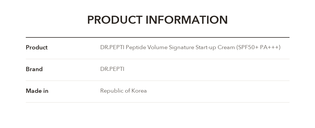 DR.PEPTI Peptide Volume Signature Start-Up Cream product information