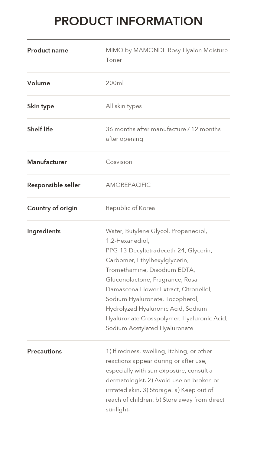 MIMO by MAMONDE Rosy-Hyalon Moisture Toner detail 13