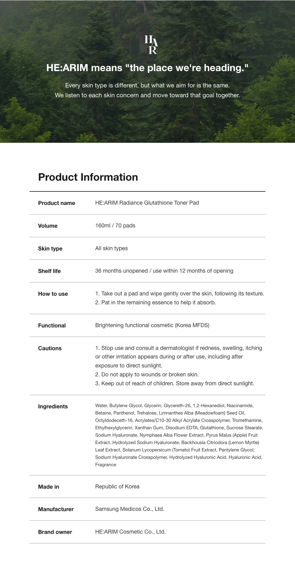 HE:ARIM Radiance Glutathione Toner Pad detail 21