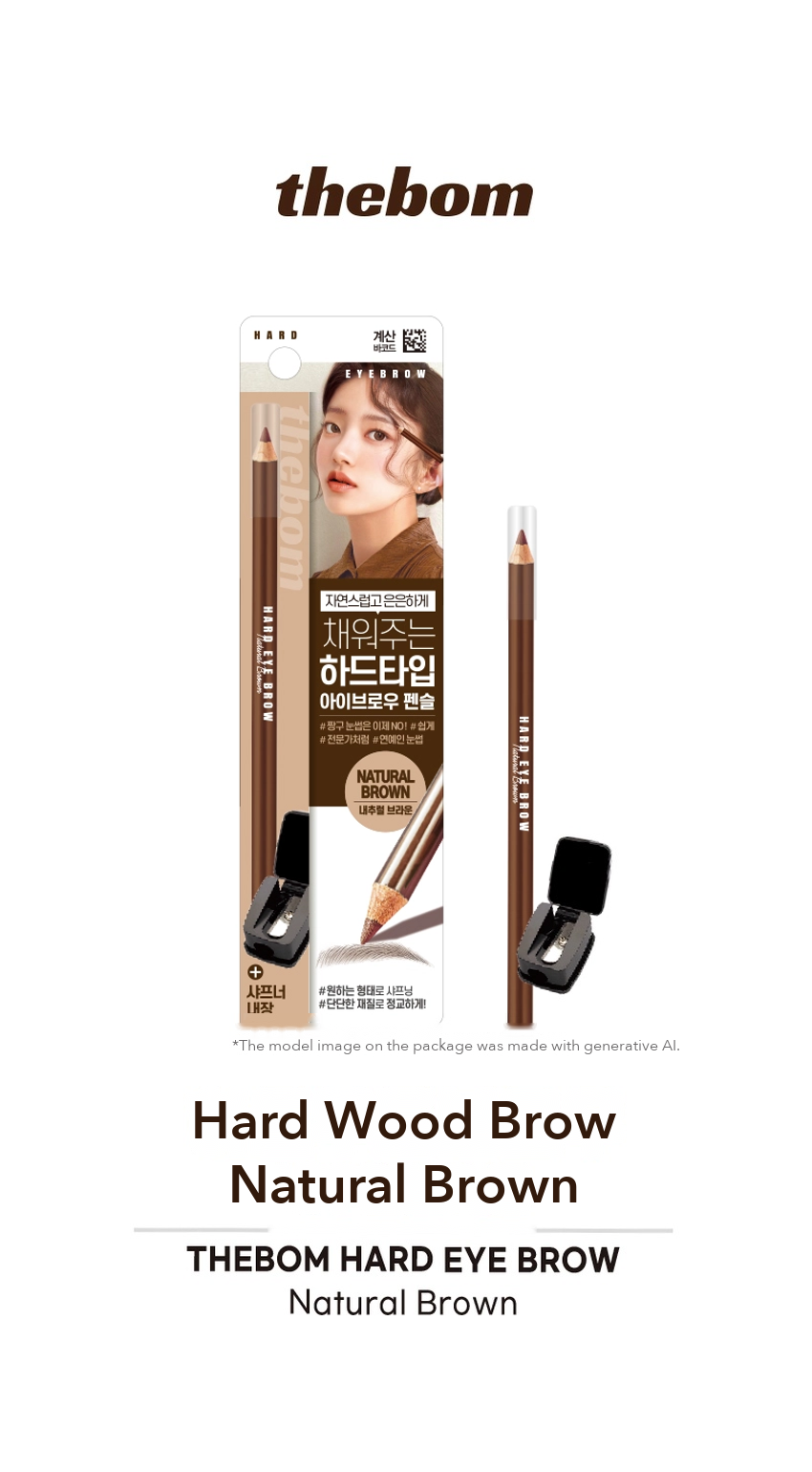 DAISO Hard Wood Brow Pencil Natural Brown detail 01