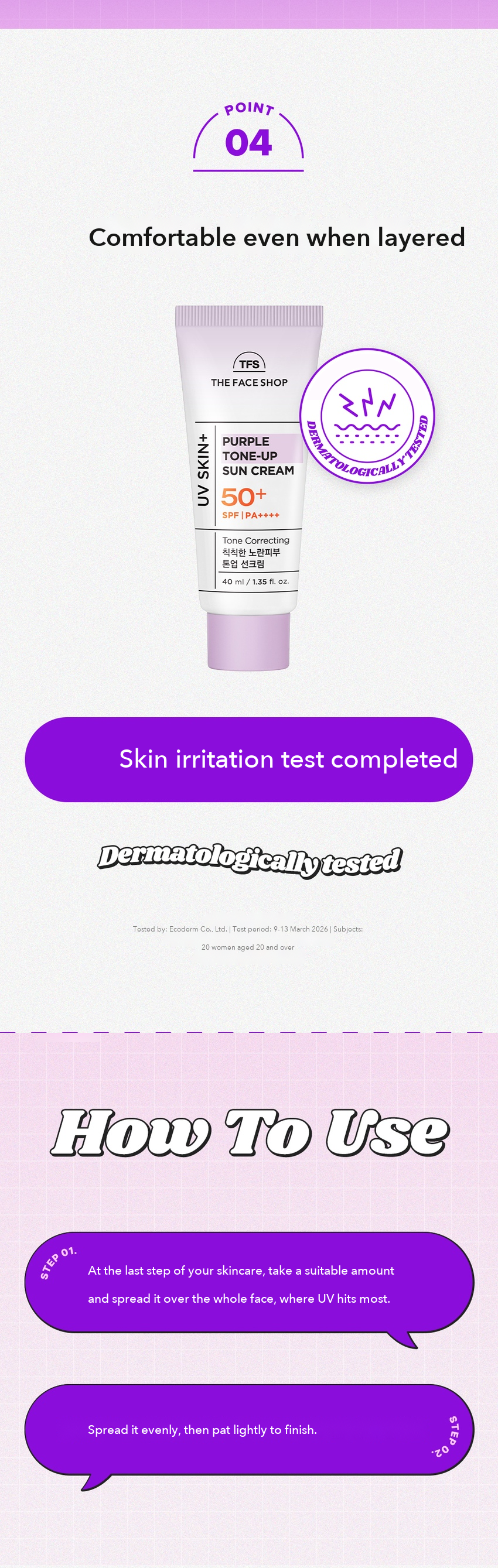 THE FACE SHOP UV Skin Plus Purple Tone-Up Sun Cream 40ml detail 05