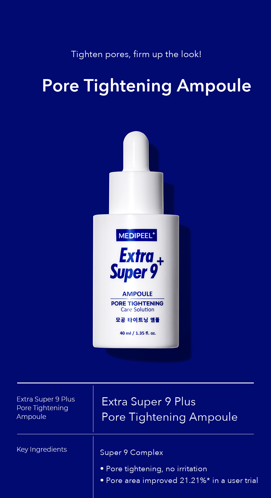 MEDIPEEL Extra Super 9 Plus Pore Tightening Ampoule 40ml detail 01