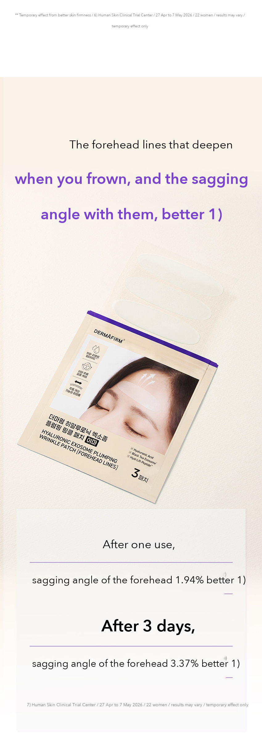 DERMAFIRM Hyaluronic Exosome Plumping Wrinkle Patch Forehead detail 07