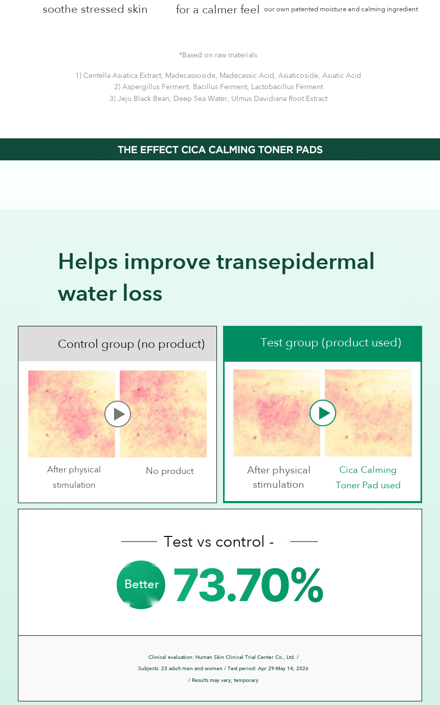 JMsolution The Effect Cica Calming Toner Pad 170ml 100 Pads detail 02