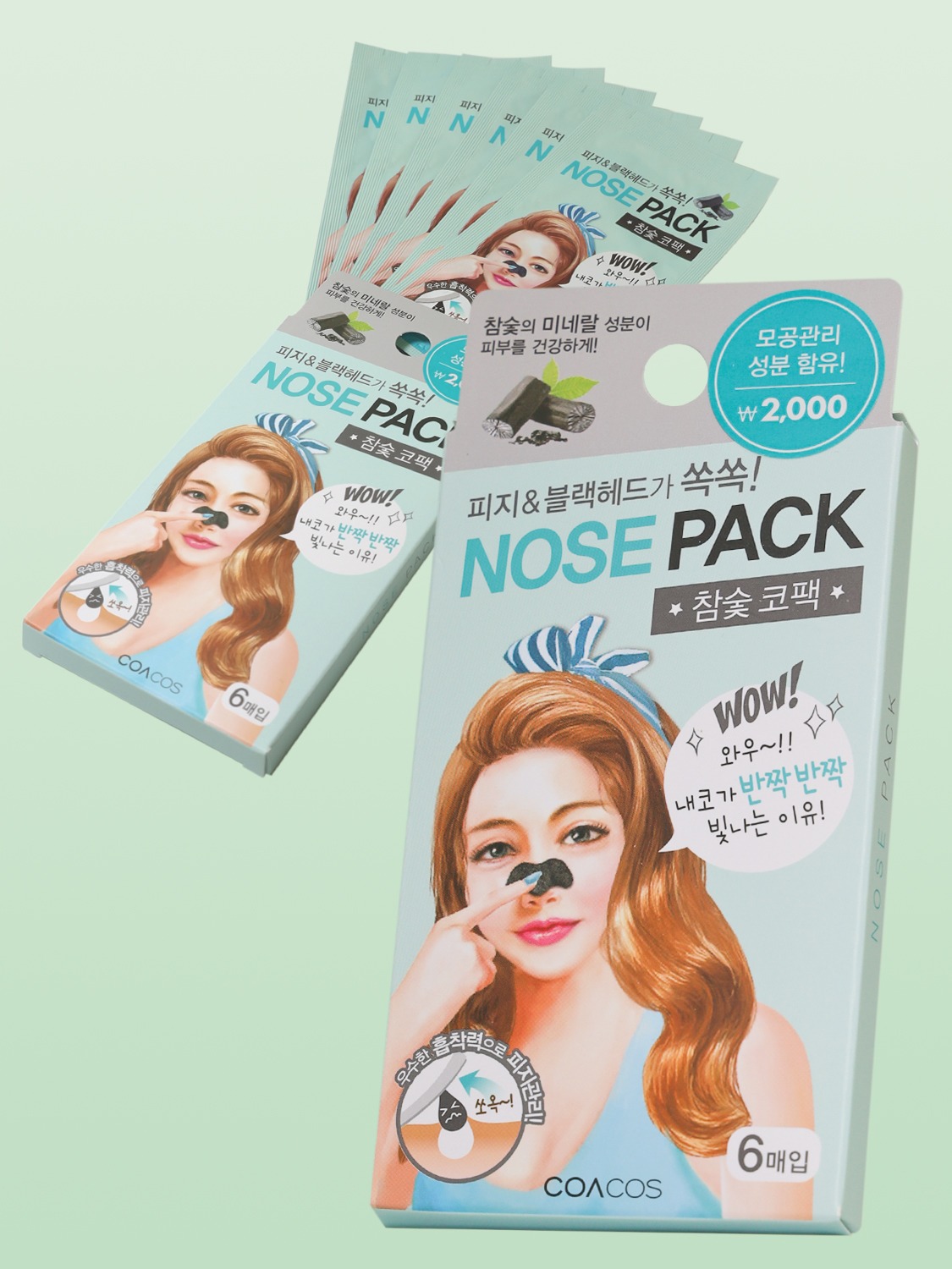 COACOS Charcoal Nose Pack 6 Pieces