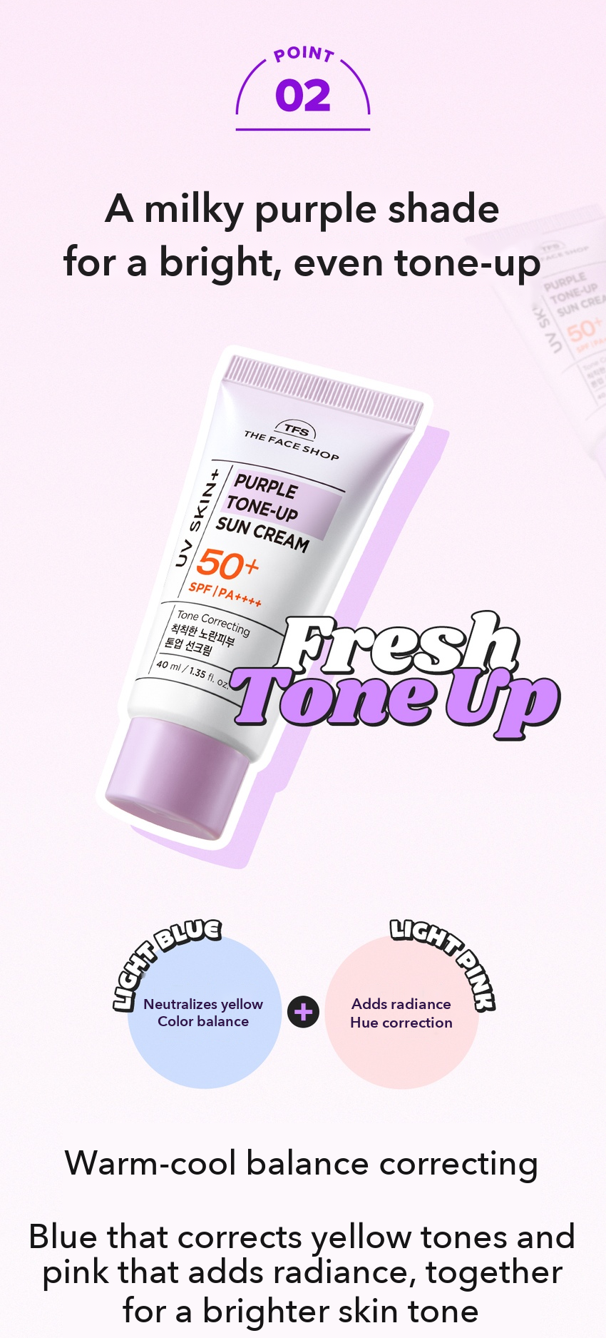 THE FACE SHOP UV Skin Plus Purple Tone-Up Sun Cream 40ml detail 03