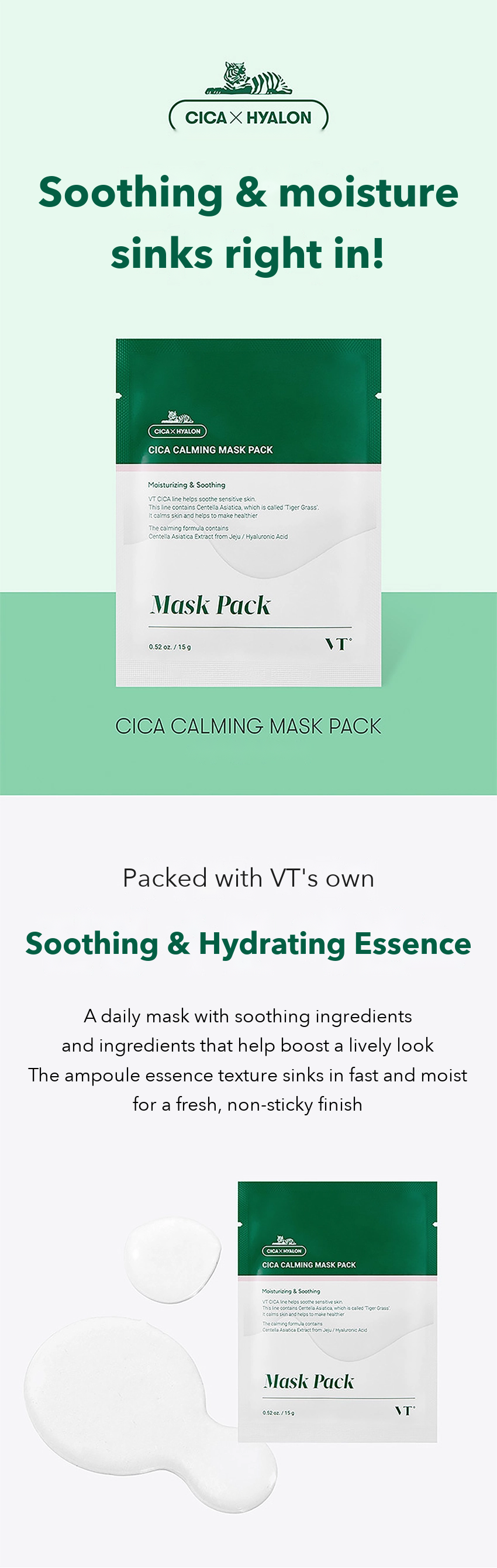 VT Cica Calming Mask Pack 4 Sheets detail 01