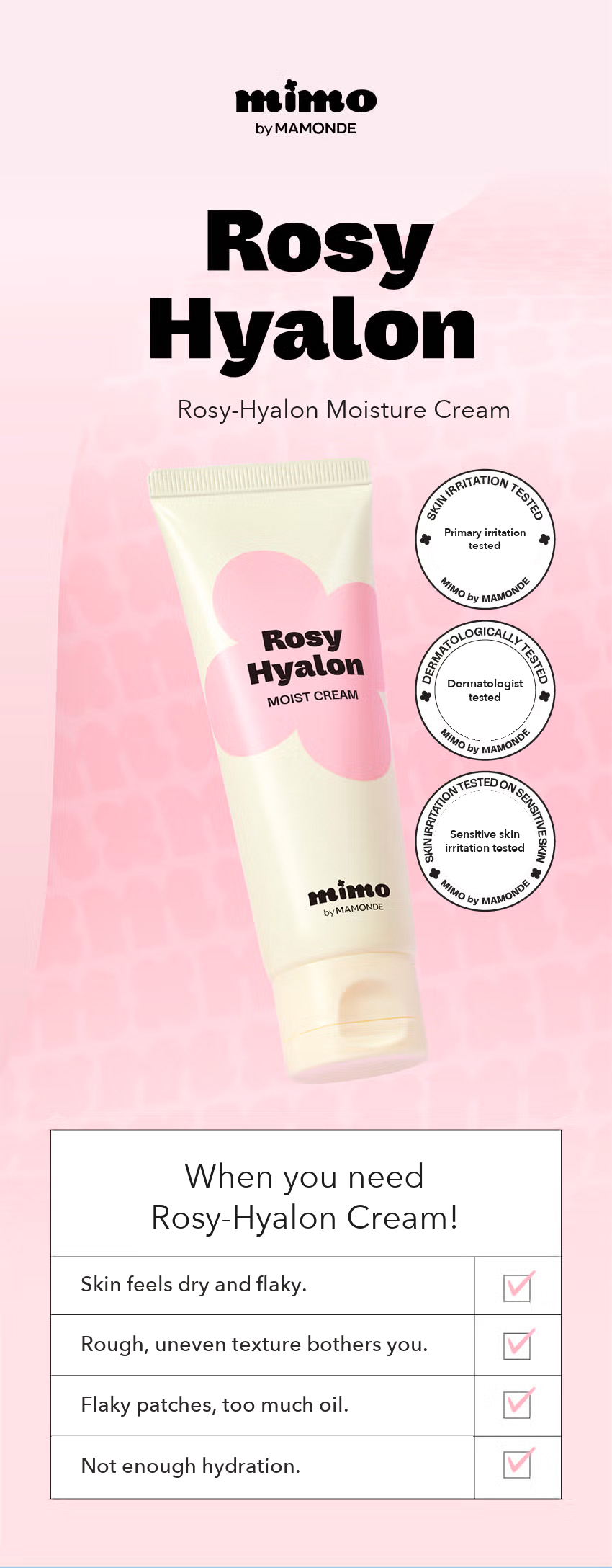 Mimo by Mamonde Rosy-Hyalon Moisture Cream 60ml detail 1