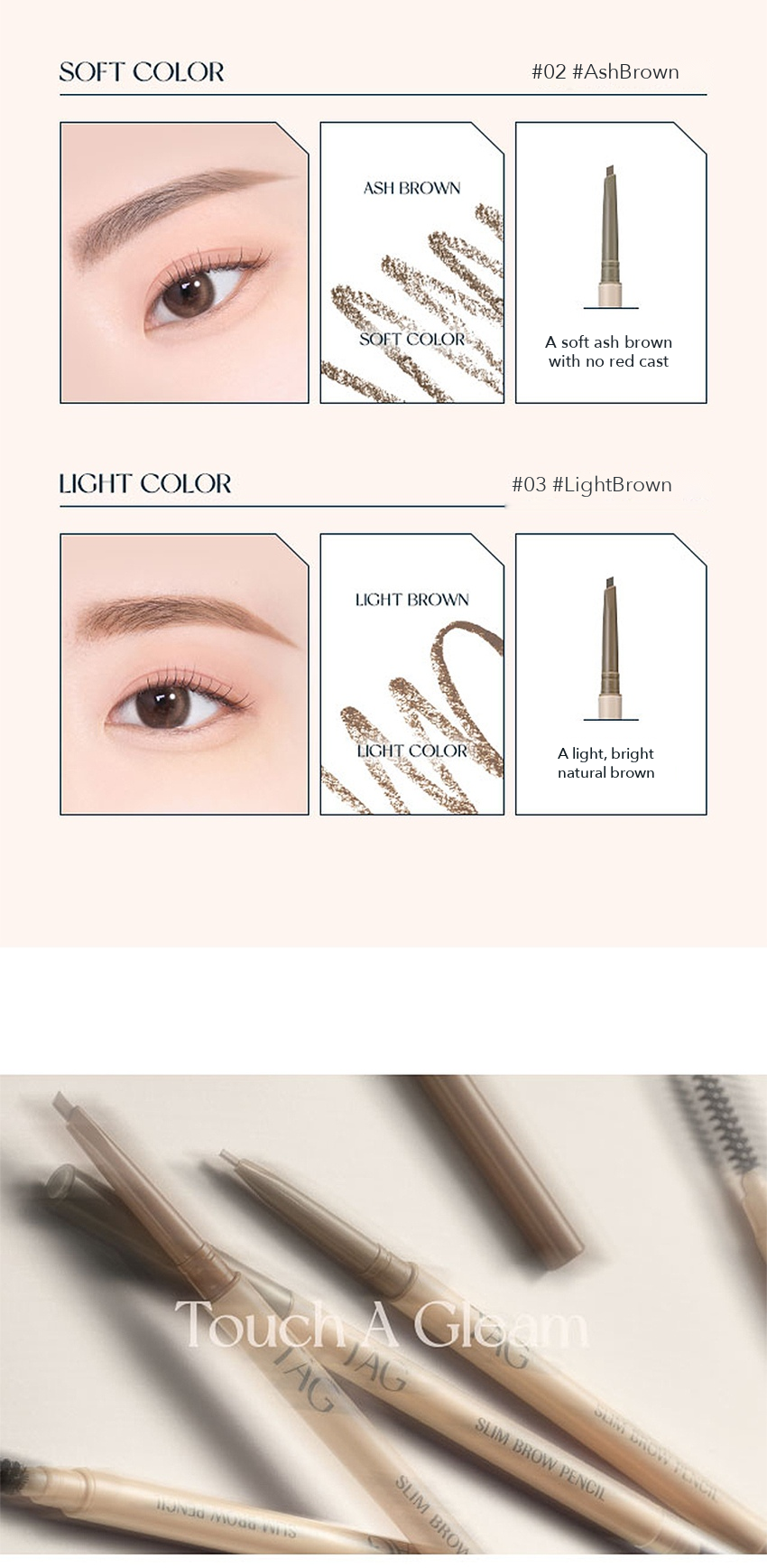 TAG Slim Brow Pencil 02 Ash Brown detail 5