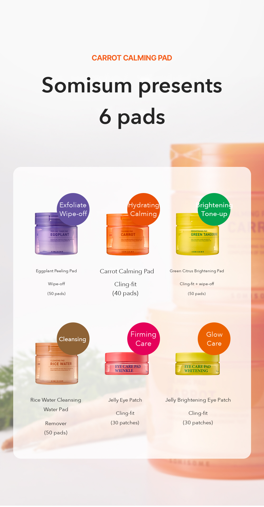 SOMISOME Carrot Calming Pad 40 Pads 195g detail 13