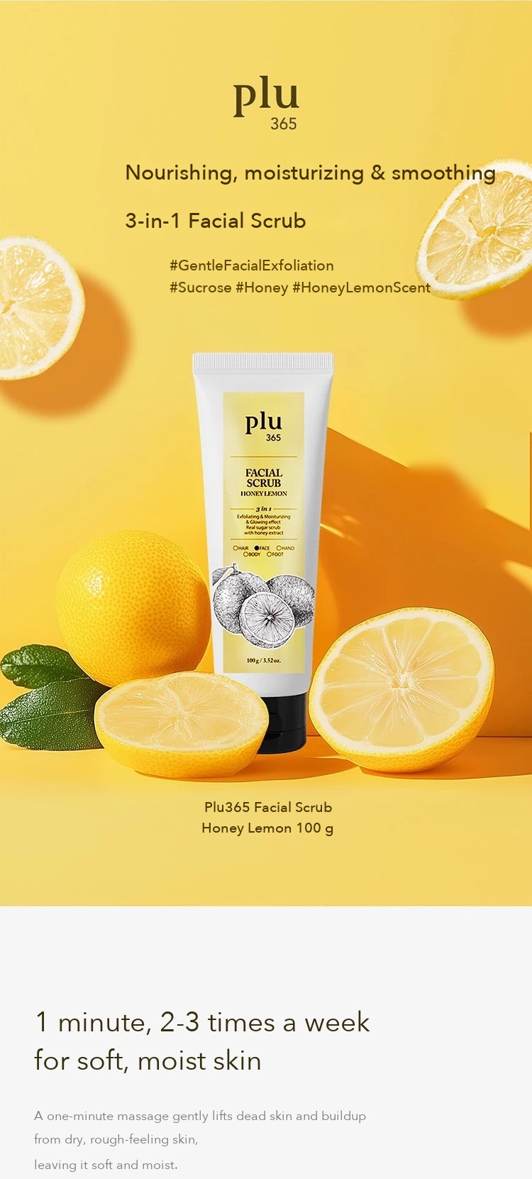 PLU365 Facial Scrub Honey Lemon detail 1