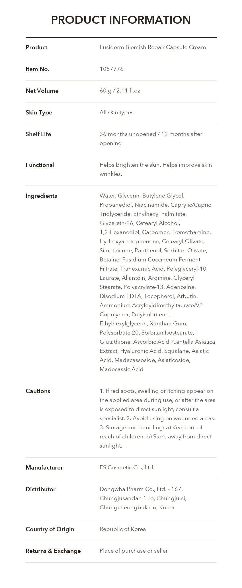 Fusiderm Blemish Repair Capsule Cream product information