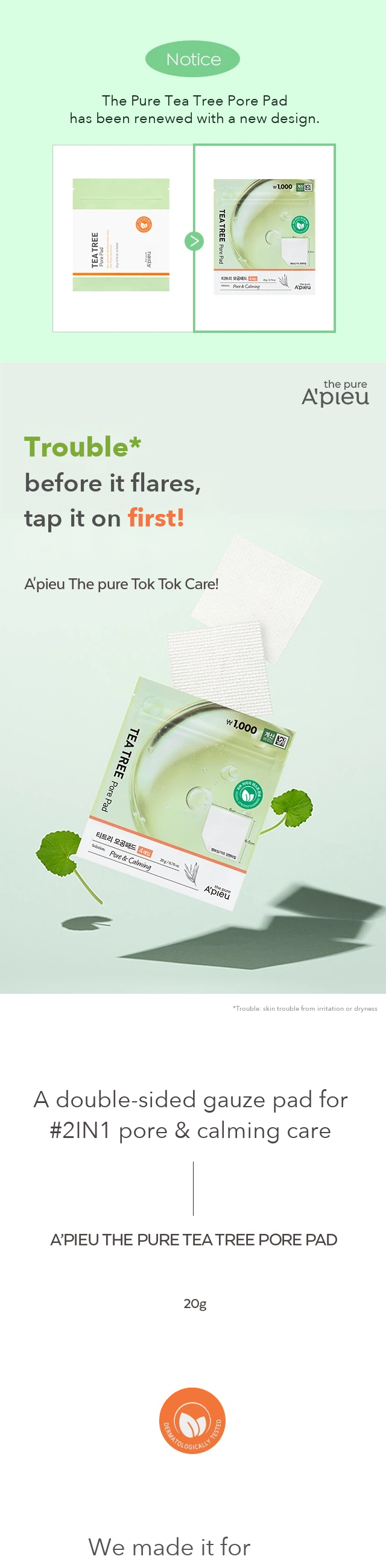 A'PIEU The Pure Tea Tree Pore Pad detail 1