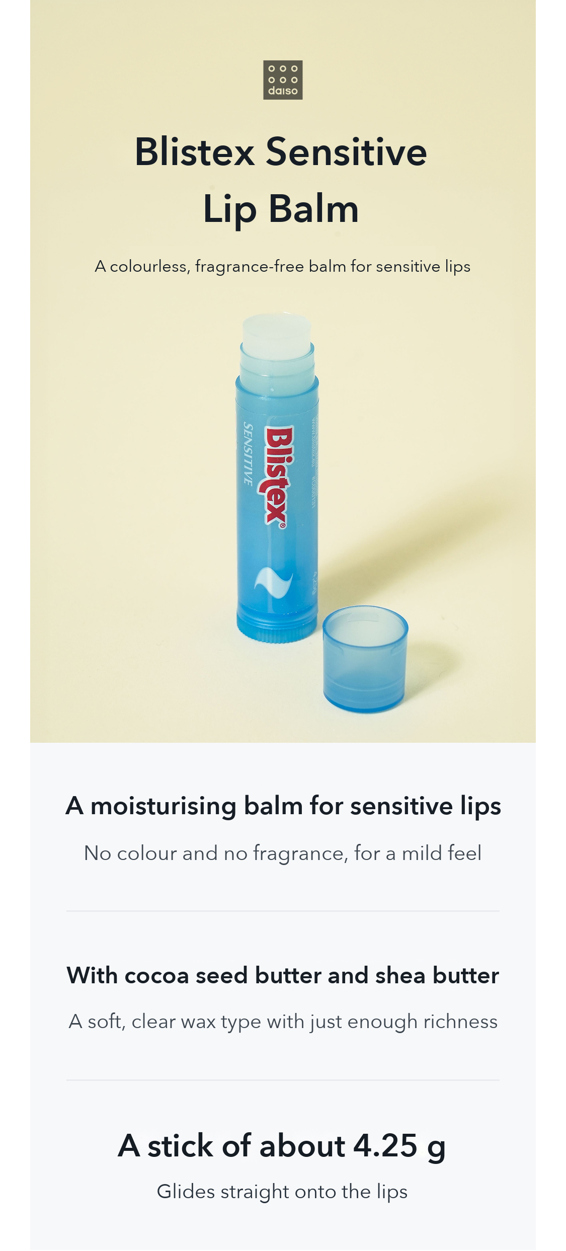 Blistex Sensitive Lip Balm detail 1