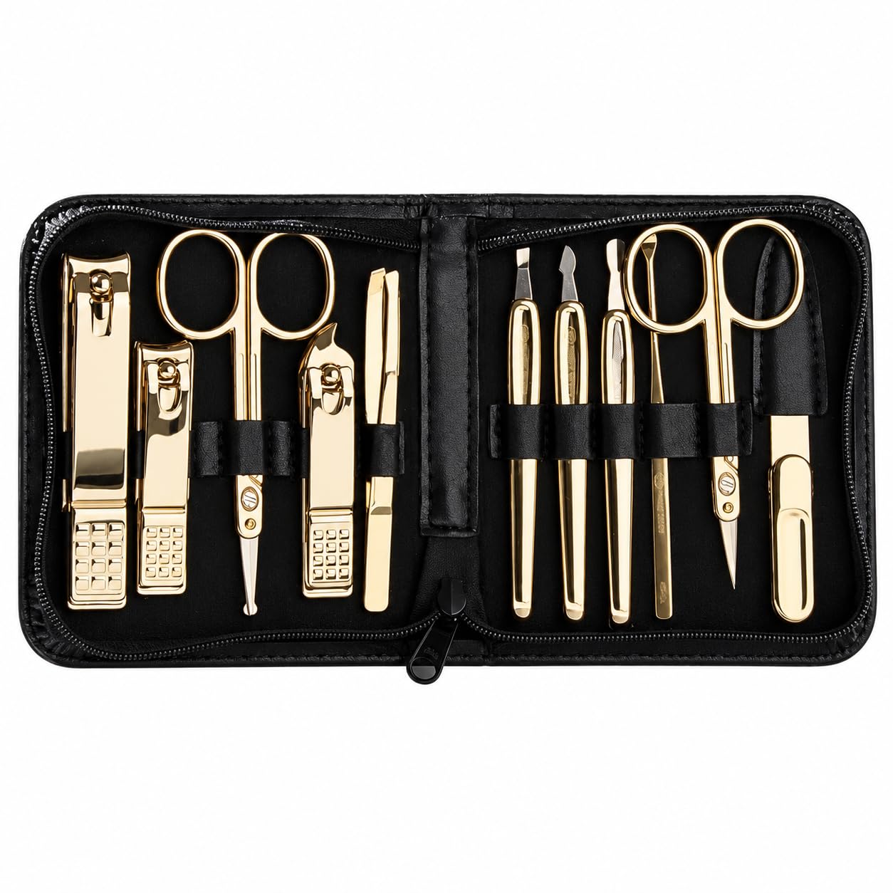 777 K-Heritage 11-Piece Manicure Pedicure Nail Care Set, Gold-Tone Tools