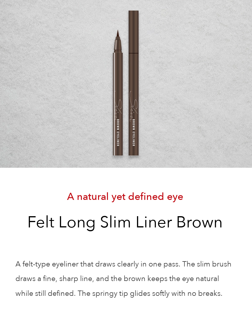 DAISO Felt Long Slim Liner Brown detail 01
