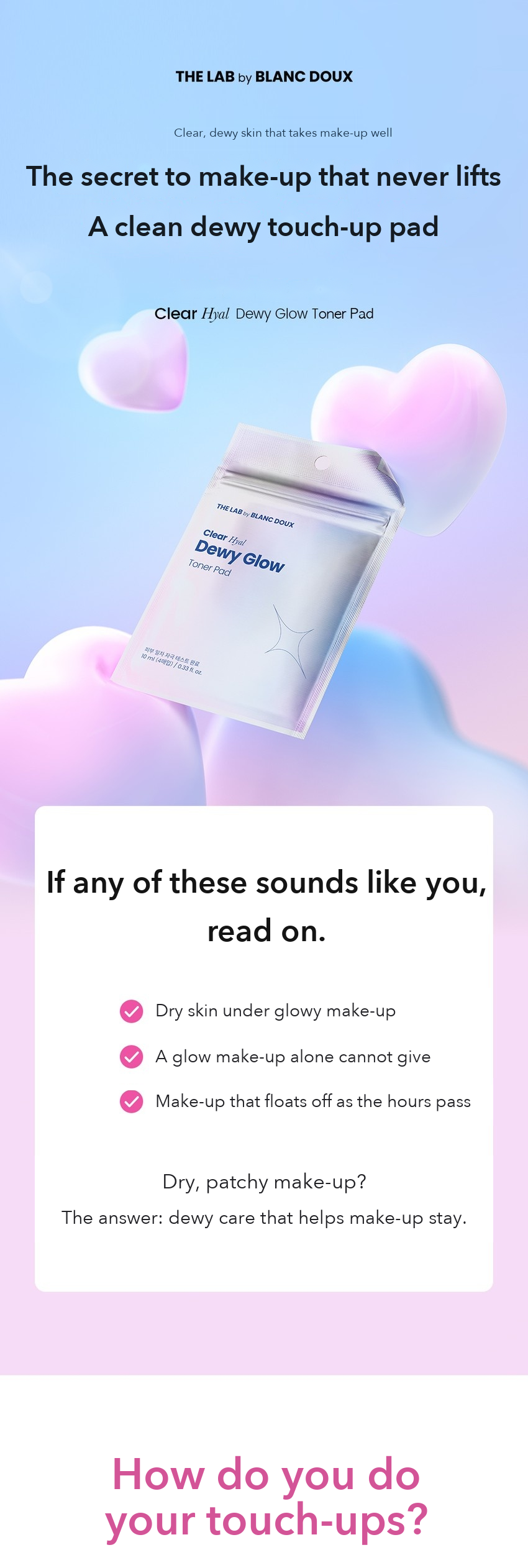 THE LAB by BLANC DOUX Clear Hyal Dewy Glow Toner Pad detail 01