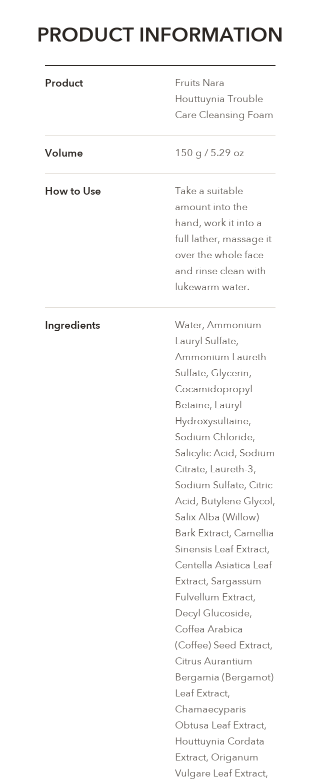 Fruits Nara Houttuynia Trouble Care Cleansing Foam 150g detail 4