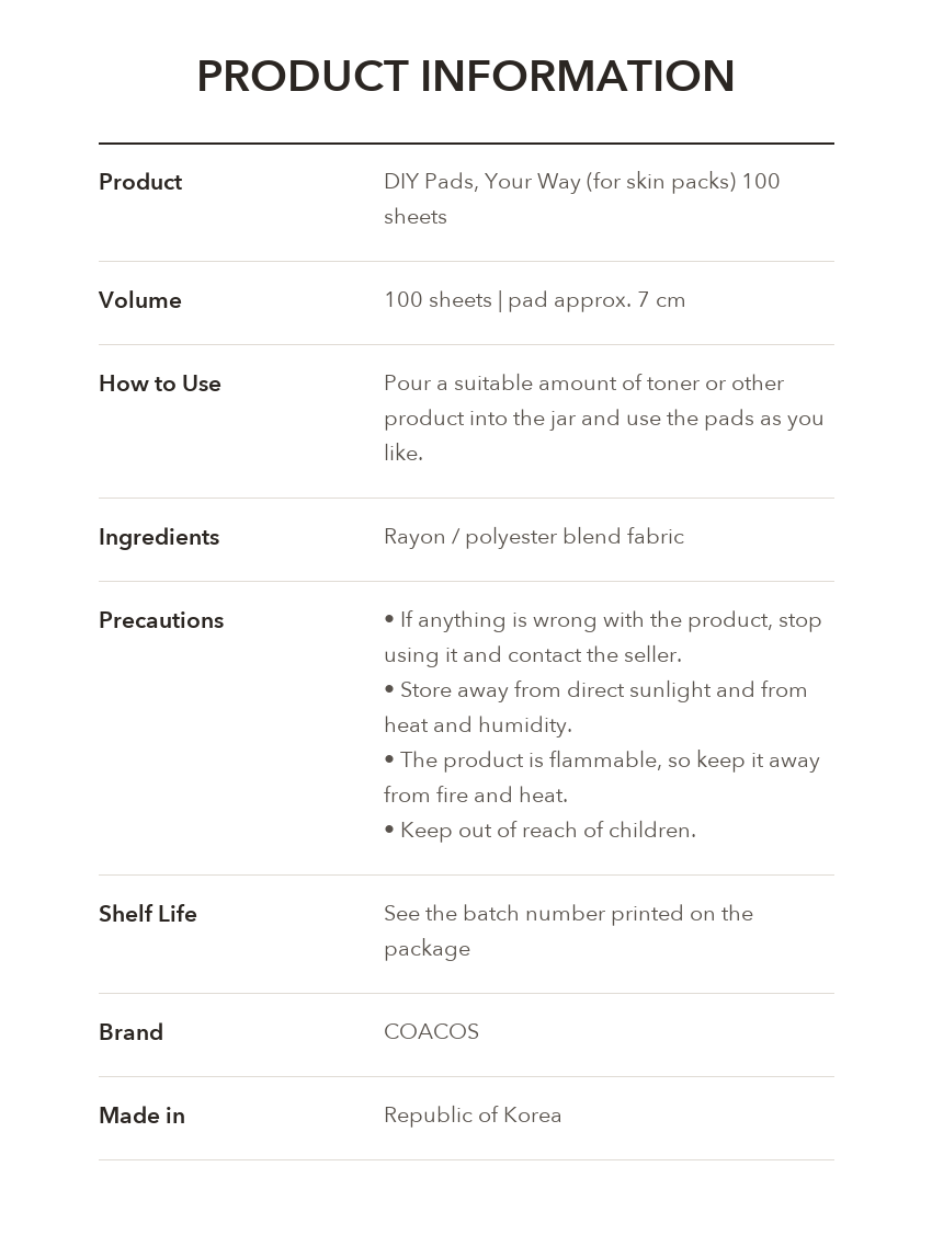 COACOS DIY Soft Pads 100 Sheets product information