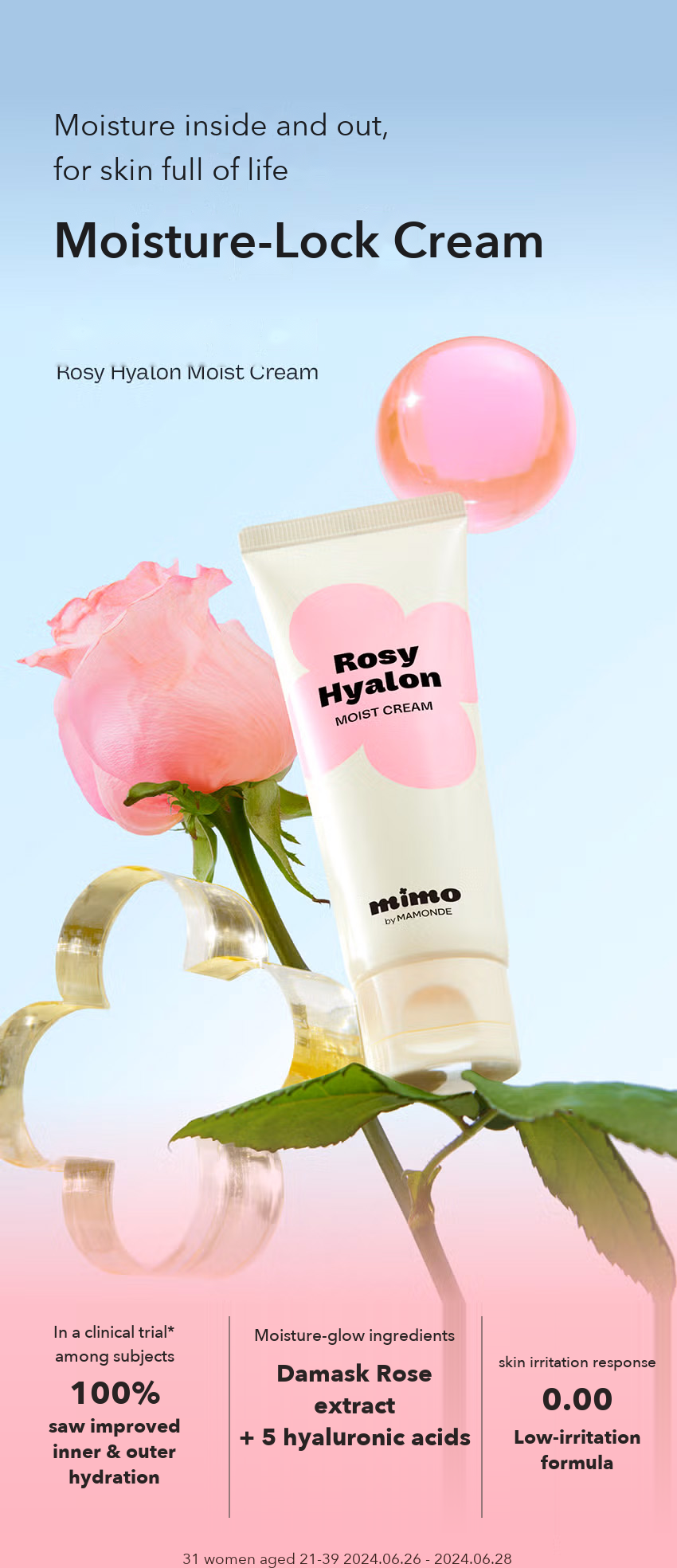 Mimo by Mamonde Rosy-Hyalon Moisture Cream 60ml detail 2