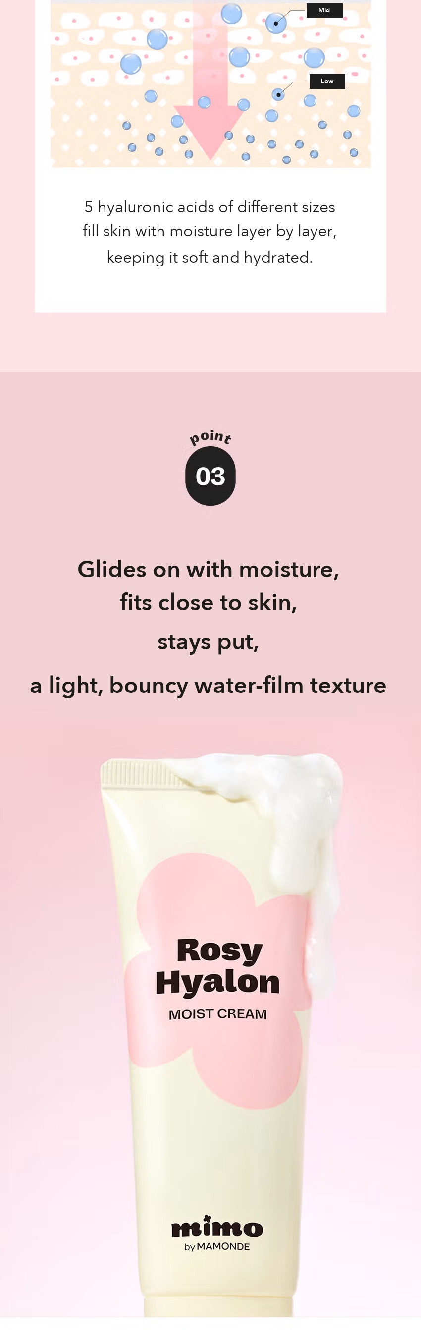 Mimo by Mamonde Rosy-Hyalon Moisture Cream 60ml detail 9