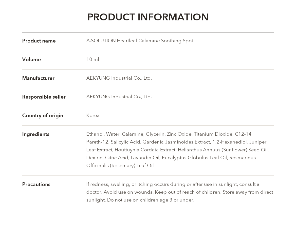 A.SOLUTION Calamine Soothing Spot product information