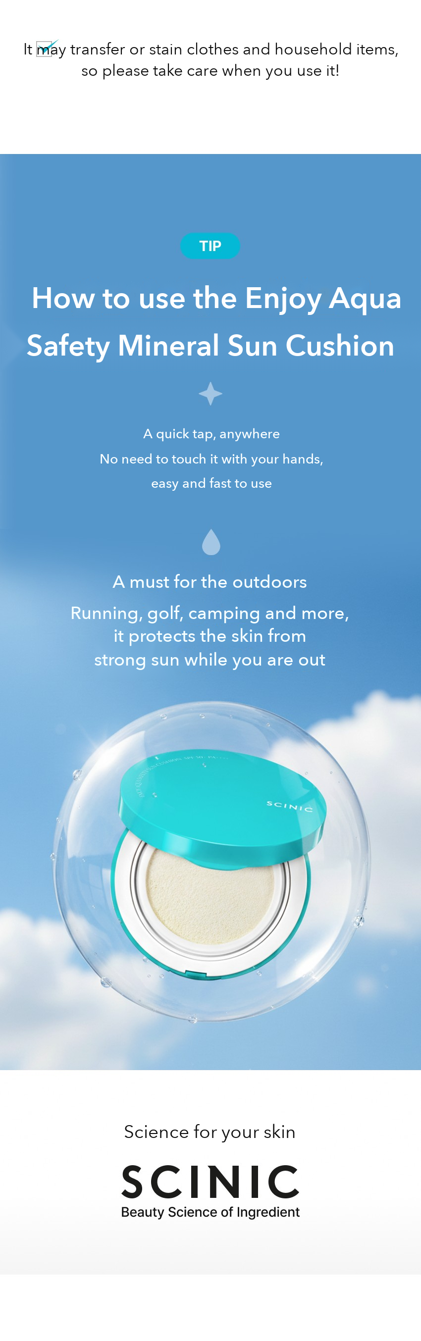 SCINIC Enjoy Aqua Safety Mineral Sun Cushion 15g detail 07