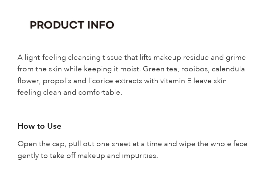 DAISO Green Tea Cleansing Tissue 30 Sheets detail 02