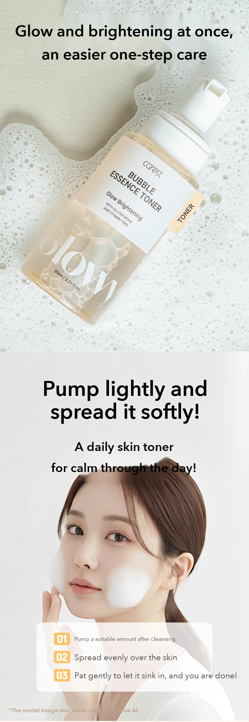 CUREST Glow Brightening Bubble Essence Toner detail 7