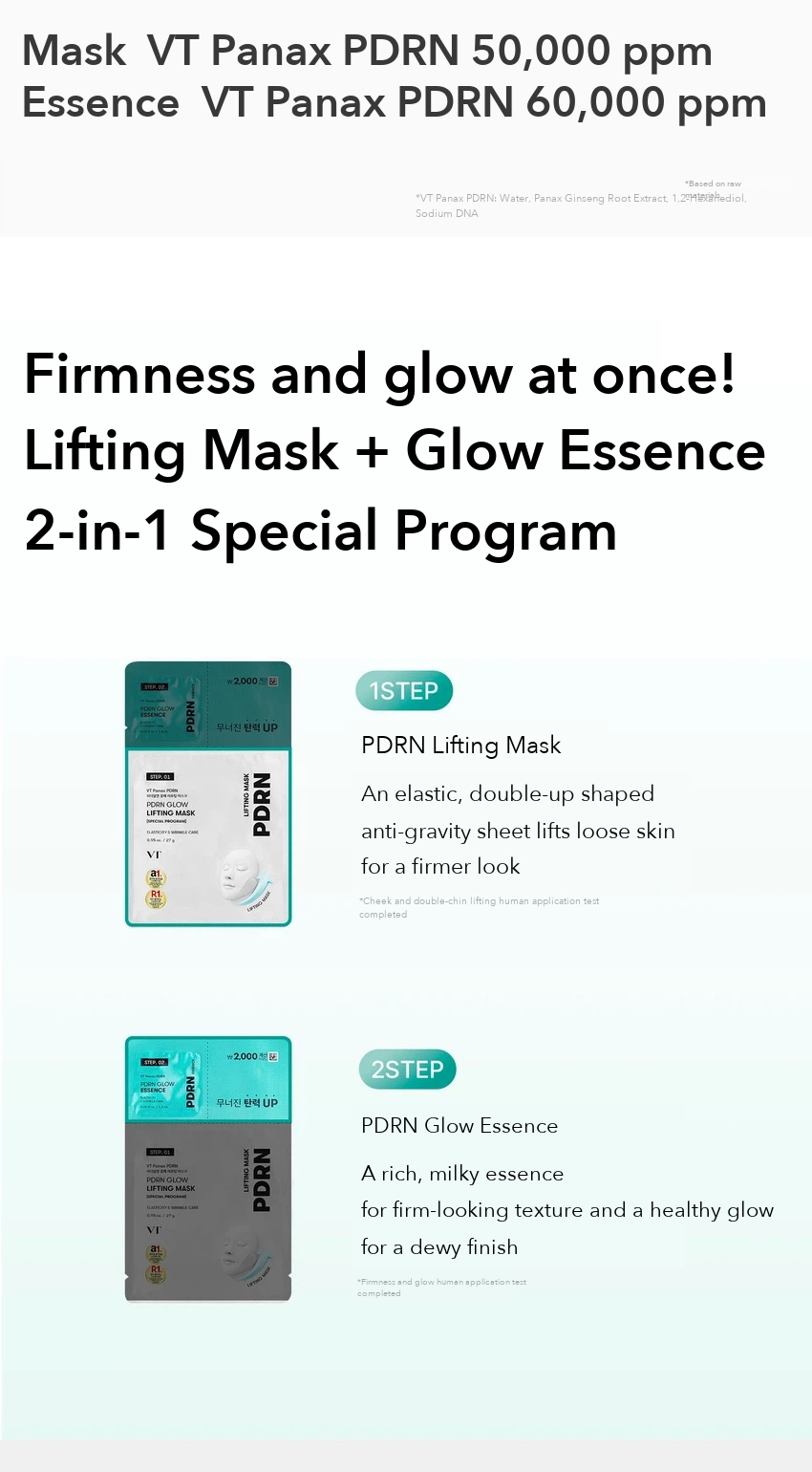 VT PDRN Glow Lifting Mask 27g + Glow Essence 1.5ml detail 06