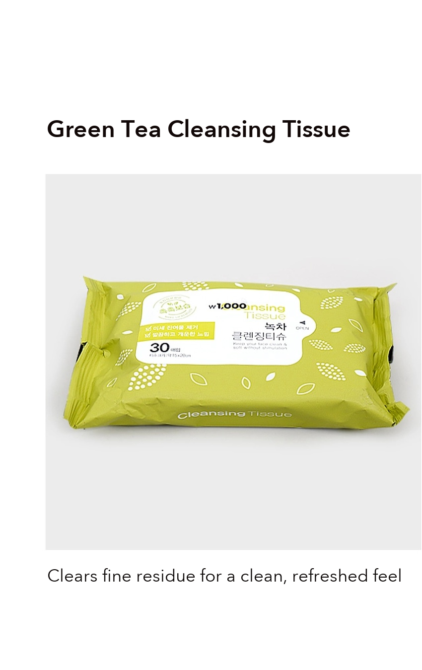 DAISO Green Tea Cleansing Tissue 30 Sheets detail 01