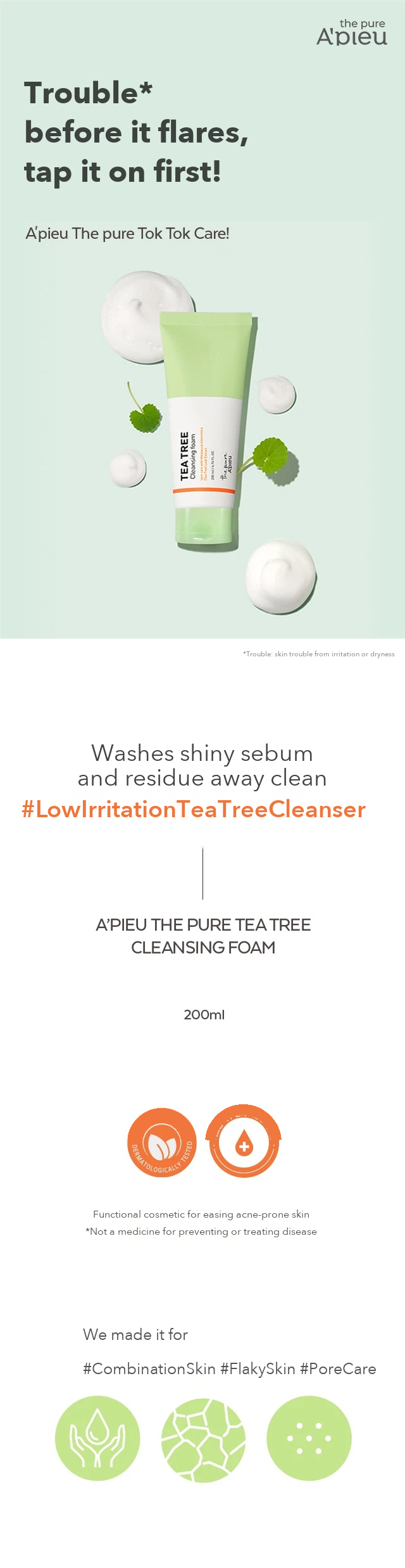 A'PIEU The Pure Tea Tree Cleansing Foam detail 1