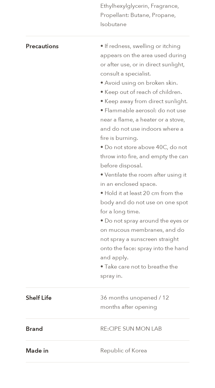 RE:CIPE SUN MON LAB Super Aqua Sun Spray product information
