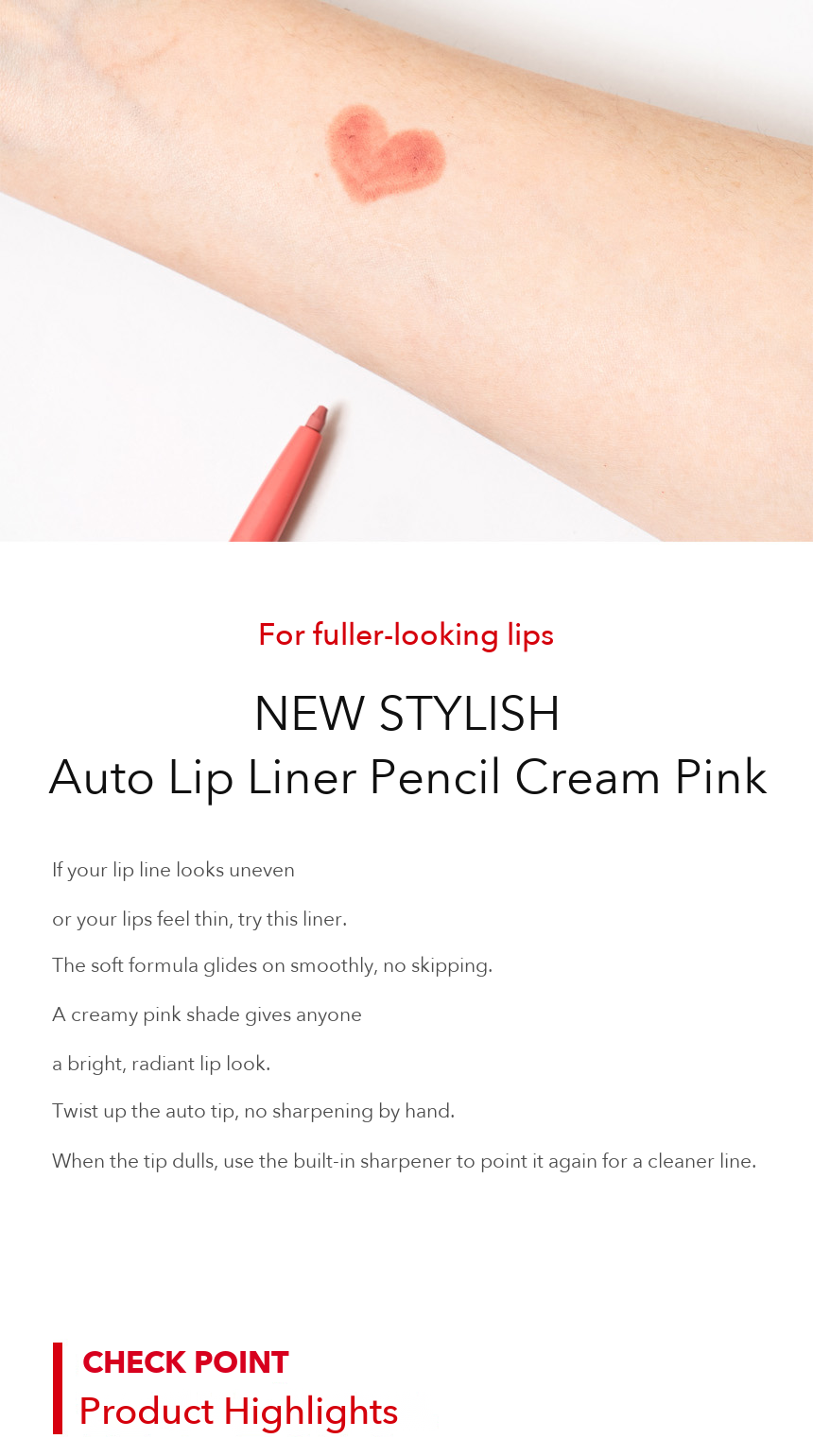 NEW Stylish Auto Lip Liner Pencil Cream Pink 0.25g detail 01