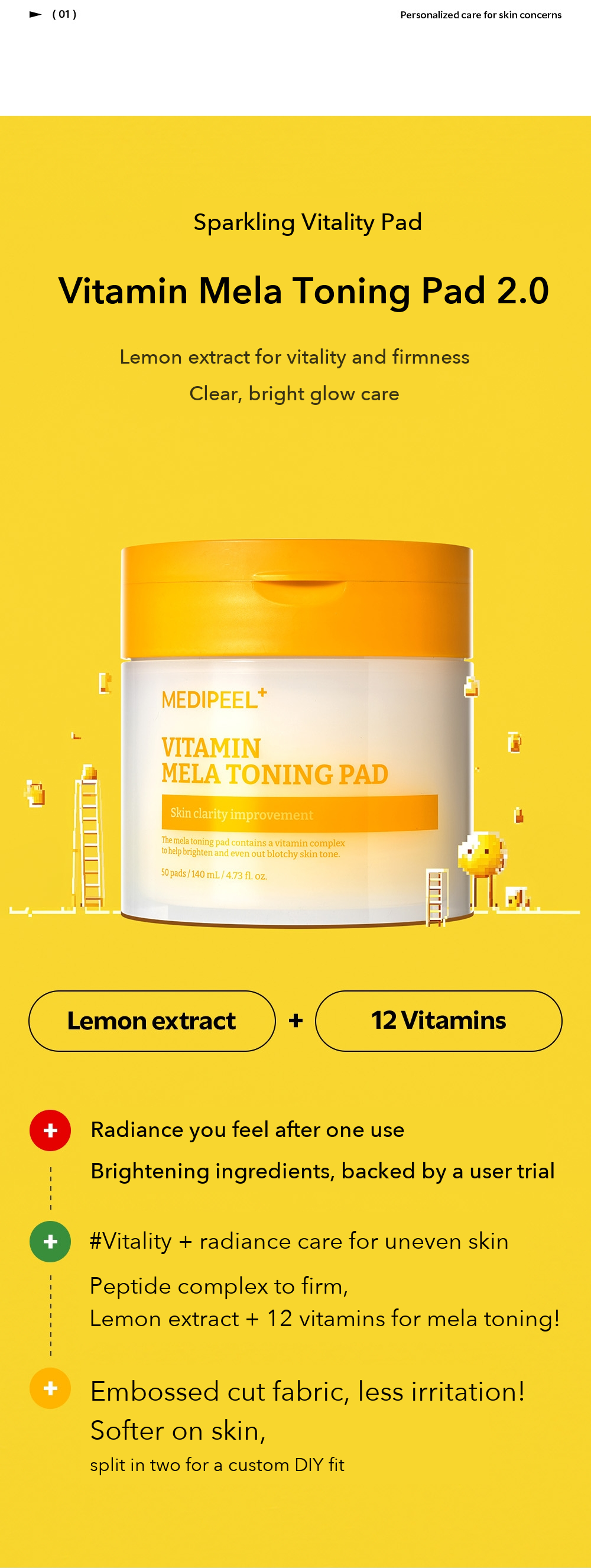 MEDIPEEL Vitamin Mela Toning Pad 2.0 140ml / 50 Pads detail 02
