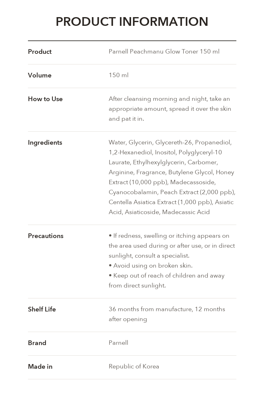 PARNELL Peachmanu Glow Toner product information