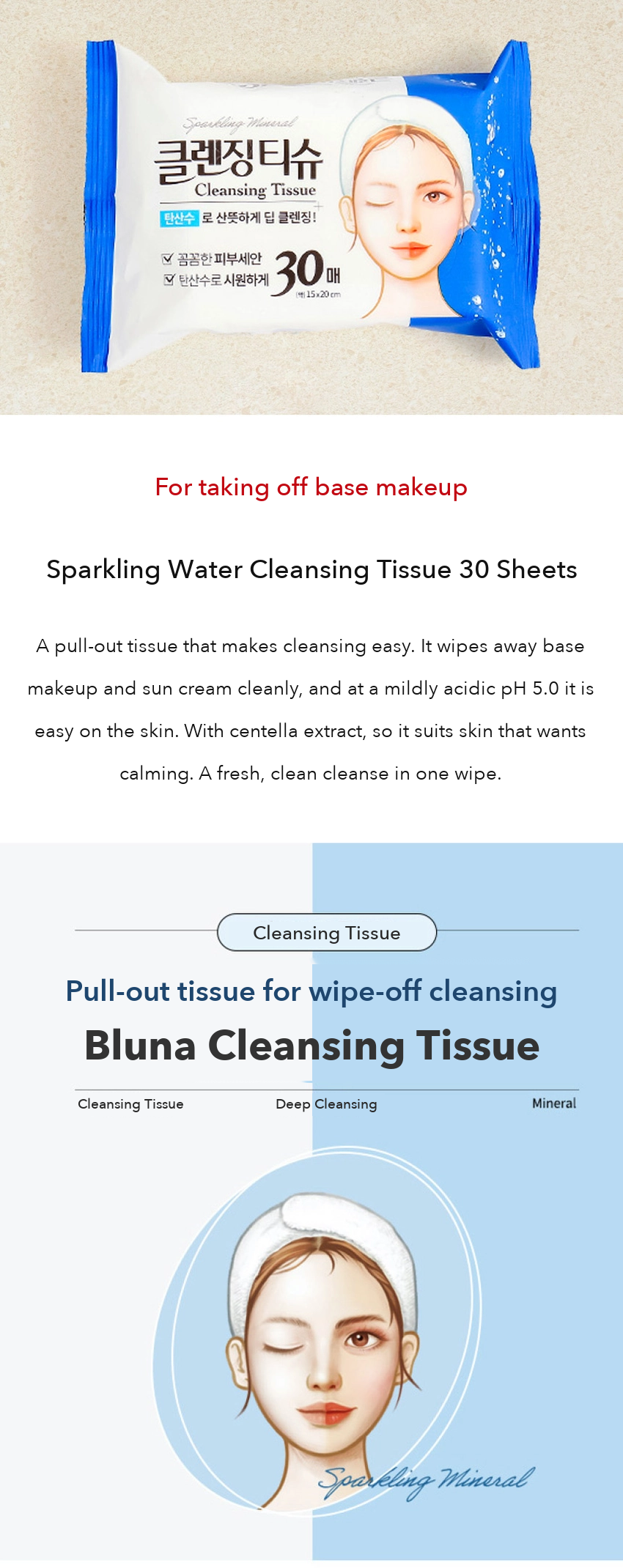 DAISO Sparkling Water Cleansing Tissue detail 01