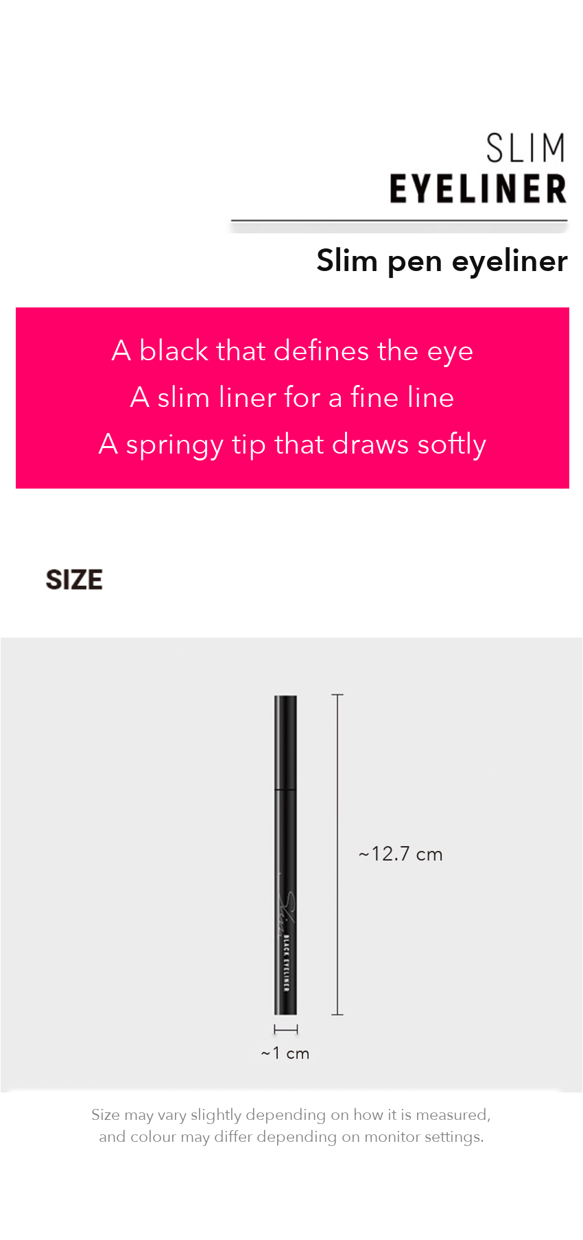 DAISO Felt Long Slim Liner Black detail 03