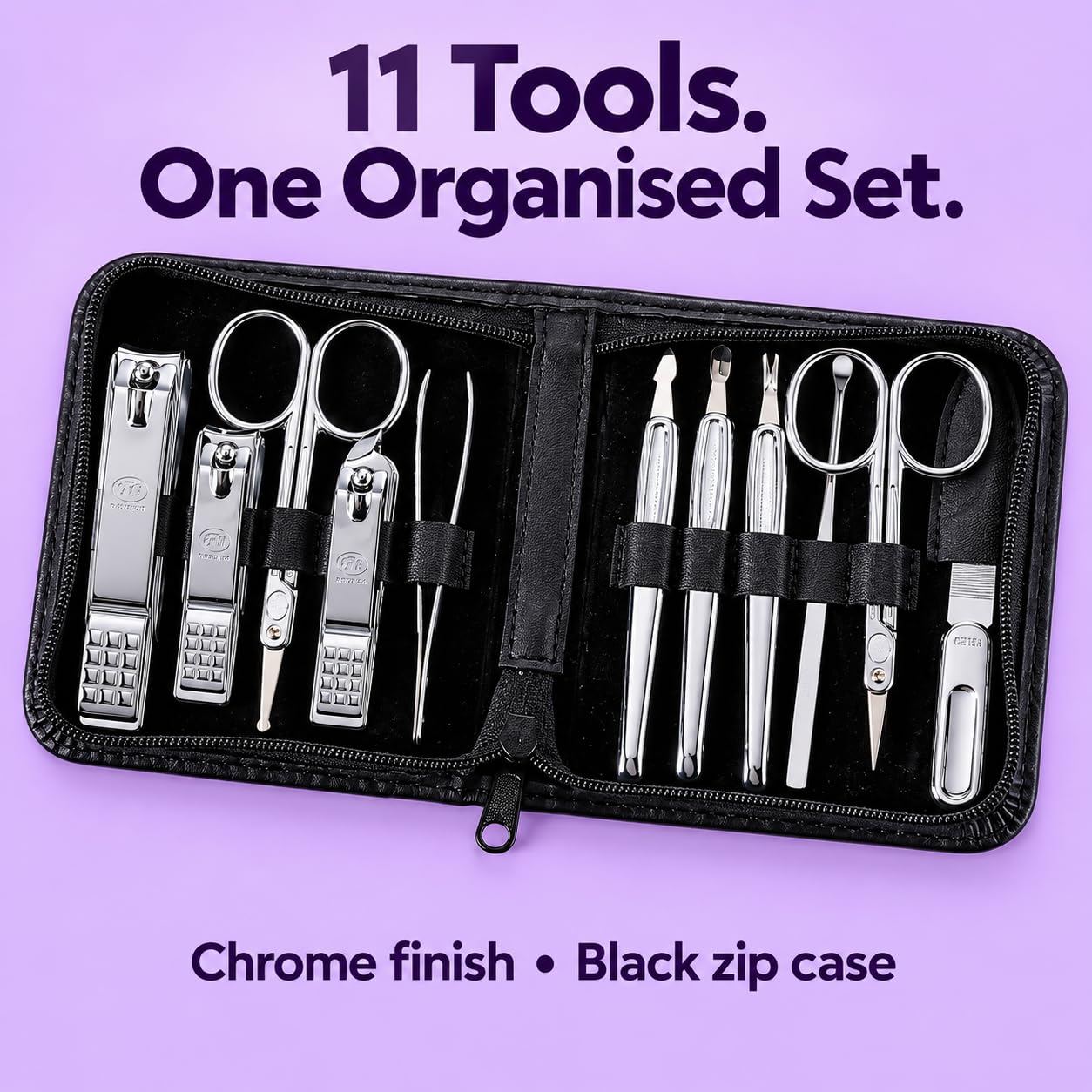 777 K-Heritage 11-Piece Nail Care Set Chrome detail 01