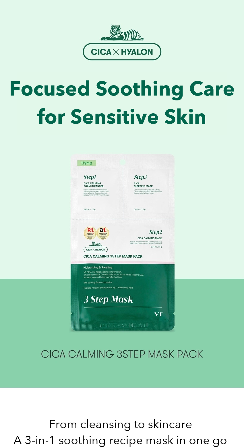 VT Cica Calming 3-Step Mask Pack detail 01